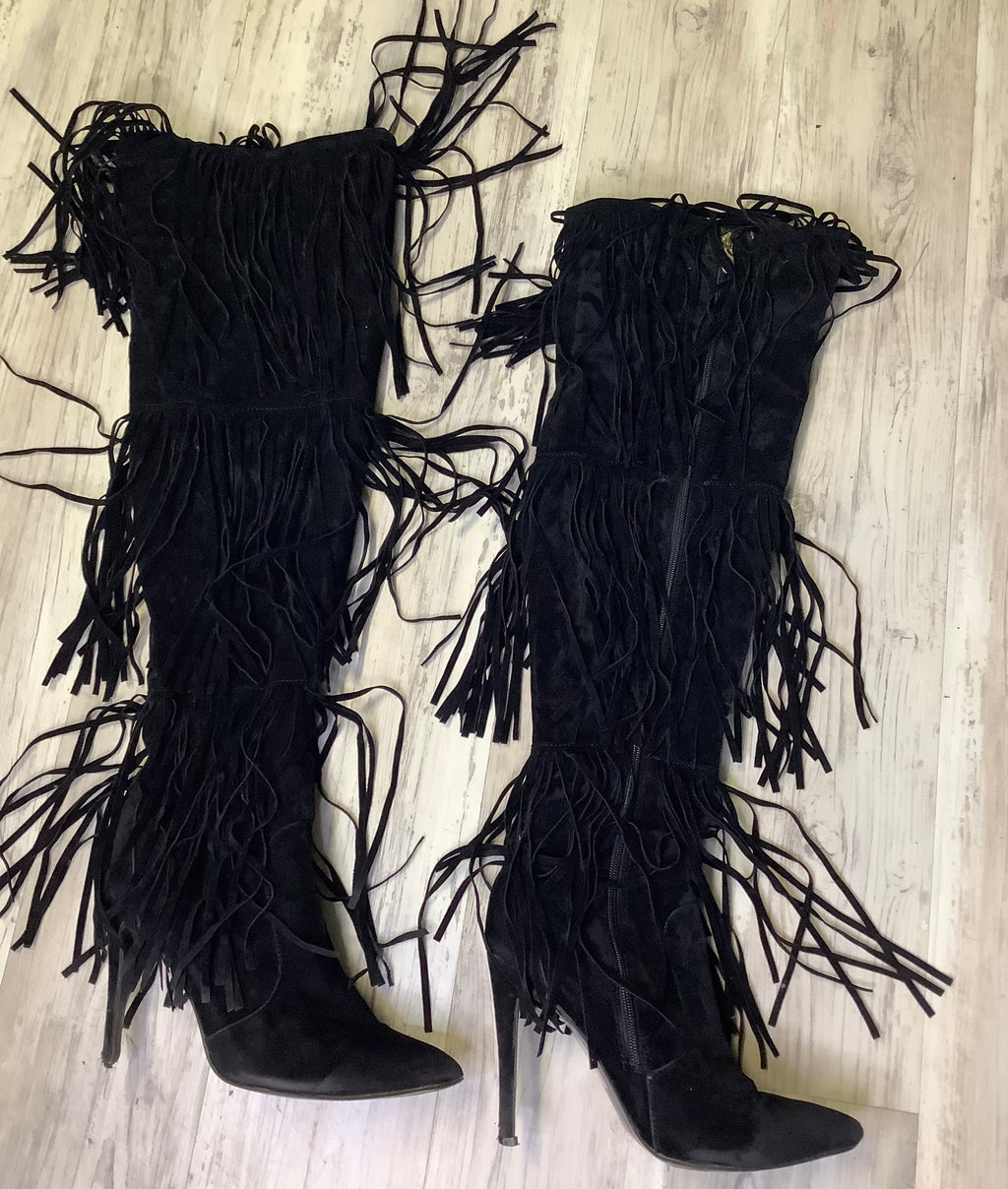 Black Fringe Boots