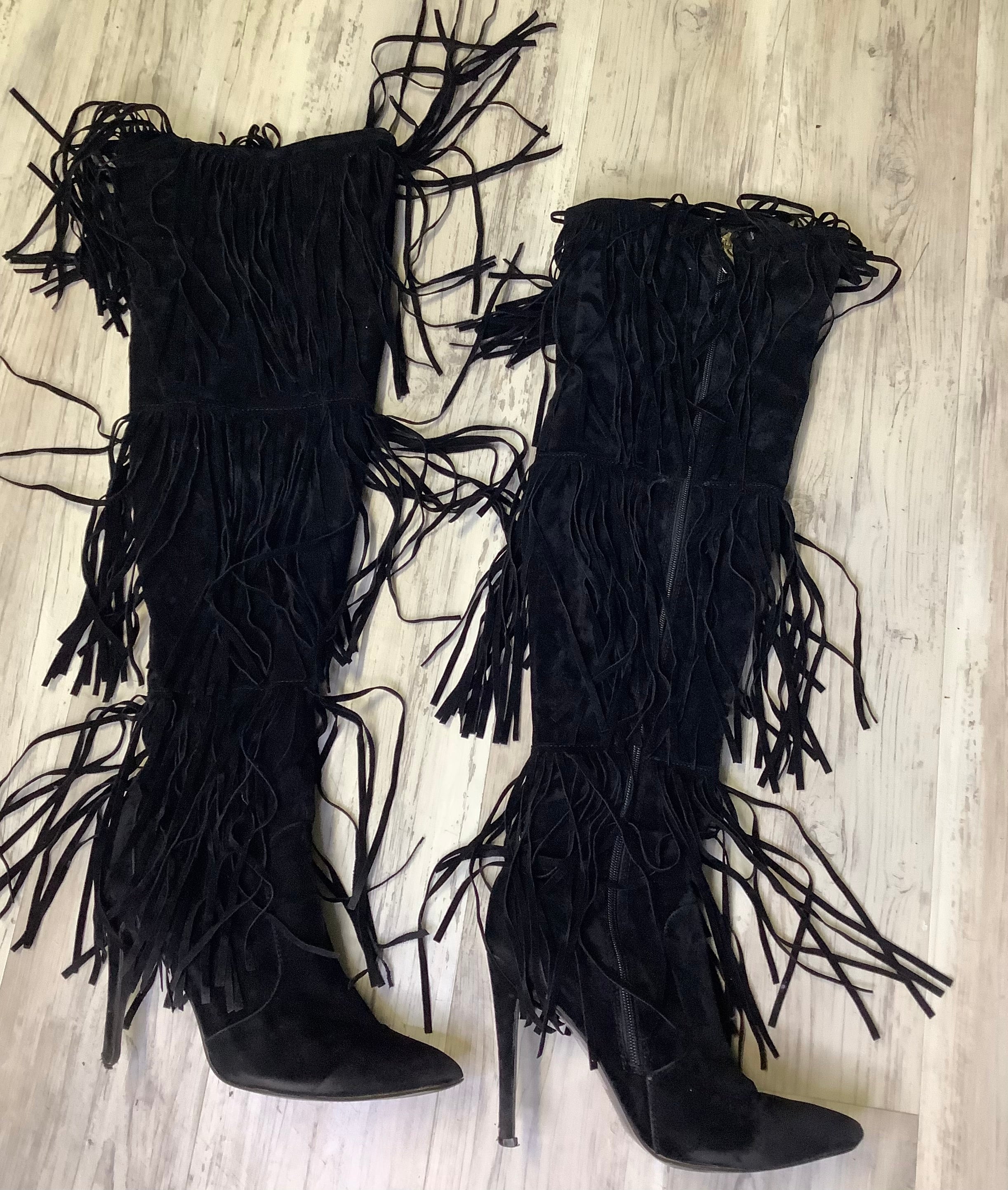 Black Fringe Boots